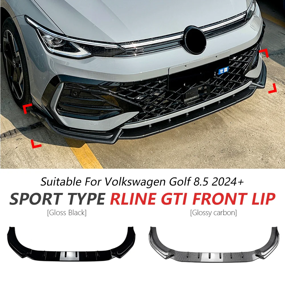 

Front Bumper Lip For Volkswagen Golf MK8.5 2024+ Glossy Black GTI Rline Bumper Lip Spoiler Front Lip Accessories Car Update