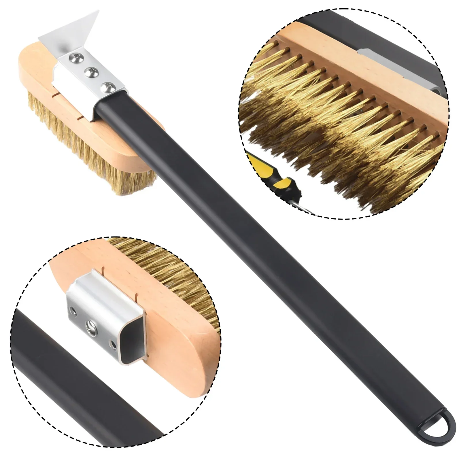 Easy Installation Pizza Oven Cleaning Brush Adjustable Handle Length Ensures Deep Cleaning Of Pizzas Ovens Grills And Stones