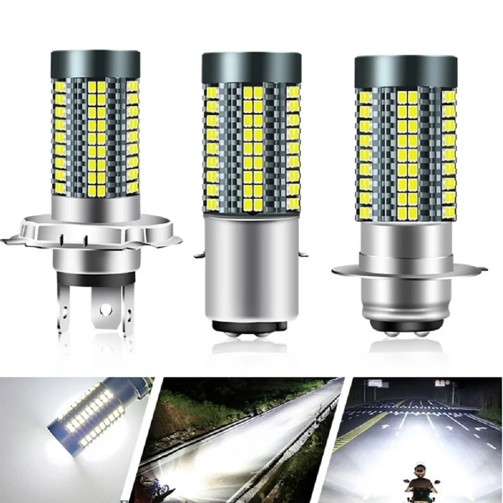 

1PC 126LED Motorcycle Headlight White 8000LM H4 H6 P15D BA20D Highlight 1:1 High Beam Low Beam Light Bulbs LED Moto Headlamp