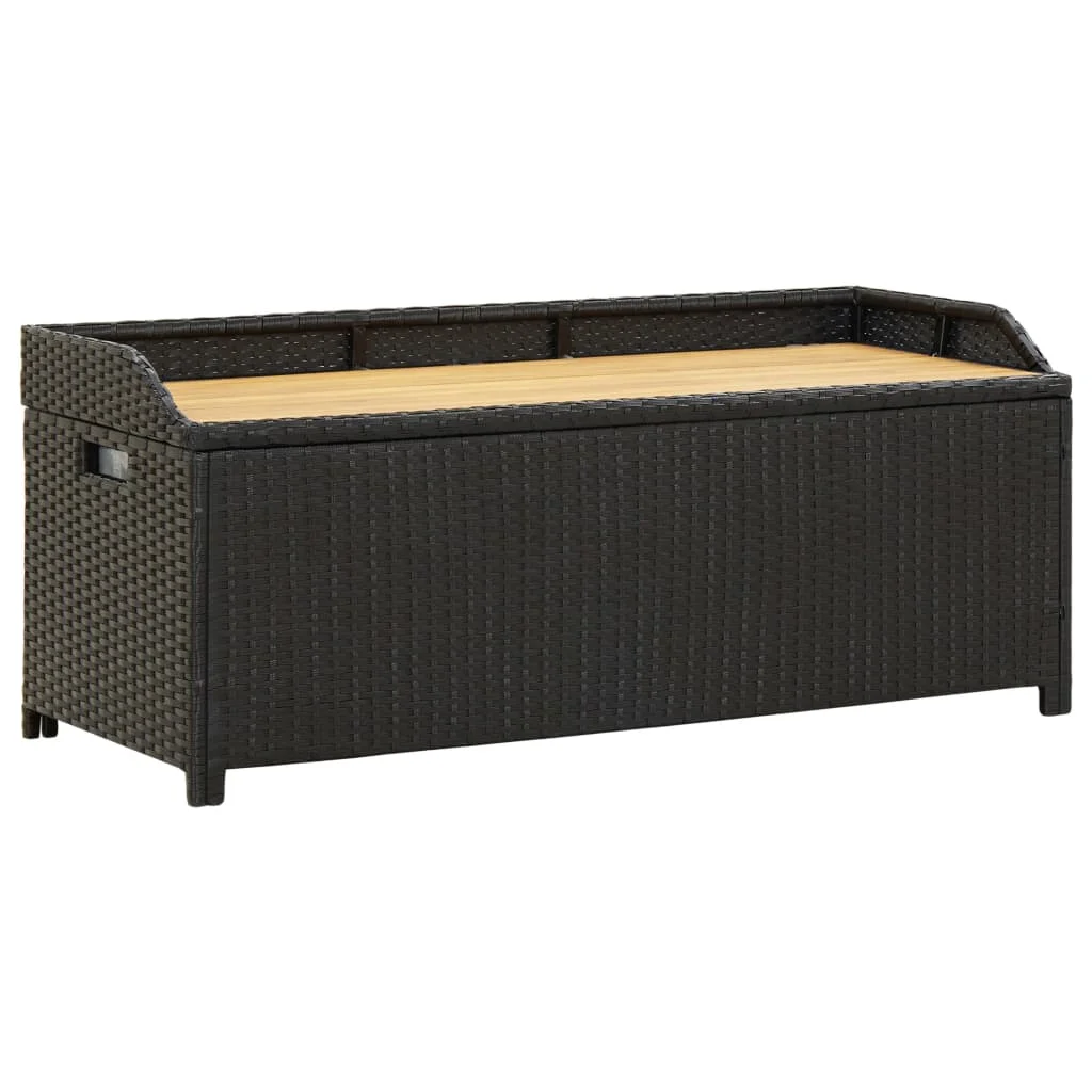 

Patio Storage Bench 47.2" x 19.6" x 19.6" Poly Rattan Black Outdoor Chair Porch Furniture