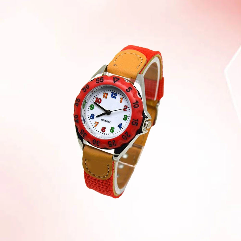 

Cartoon Child Watch Red Nylon Strap Students Quartz Wristwatch for Kids Girls Boys Creative Fun Timepiece Gift