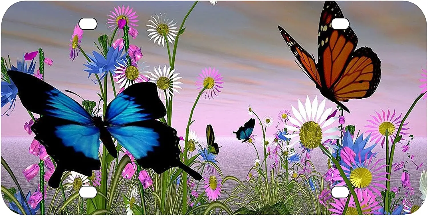 L274 Butterfly License Plate Front Custom Novelty Tag Vanity Frame Holder Wrap Wraps sign