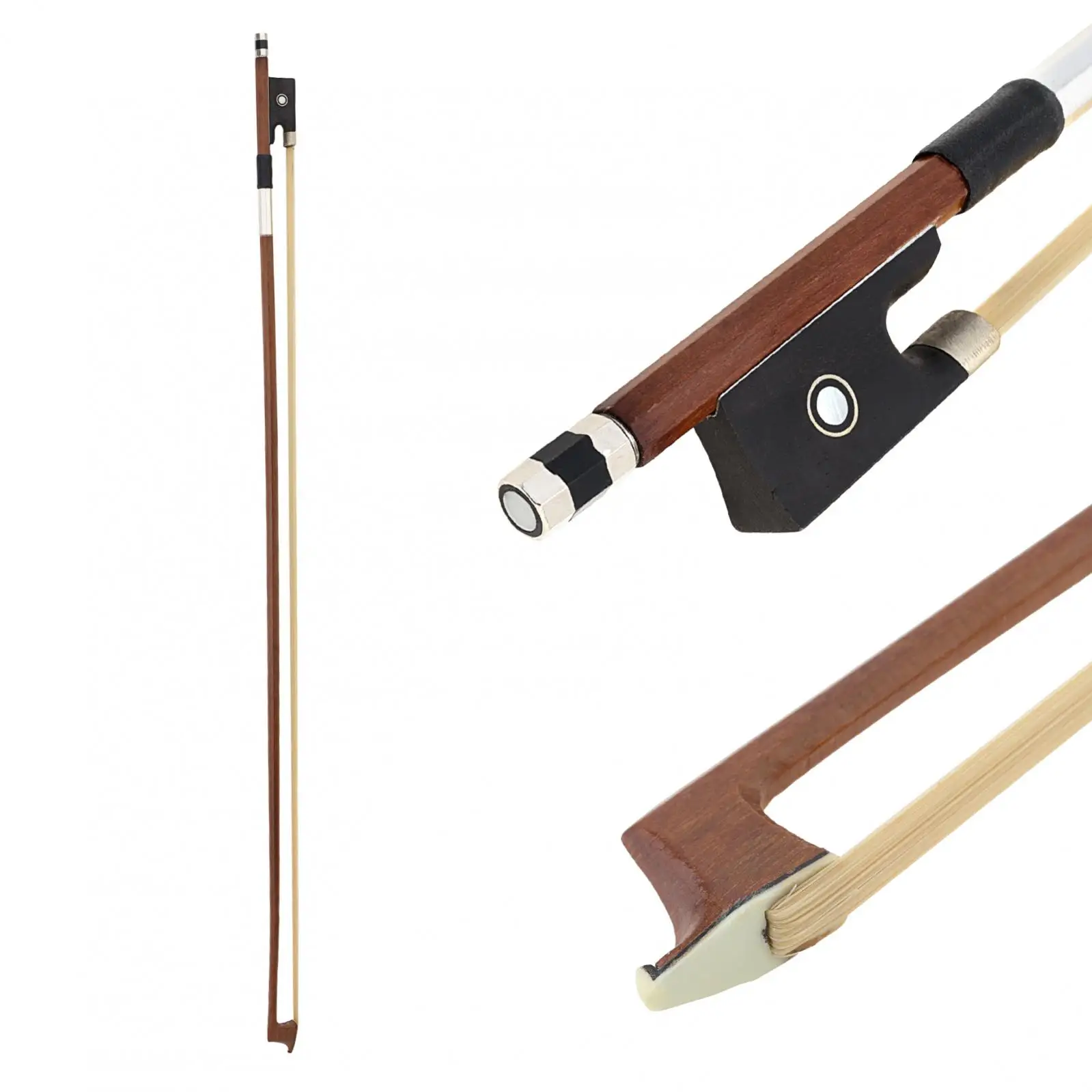 

4/4 Violin Bows Full Size Brazilian Wood Violin Bow Pole Horsetail Hair Hand Wound Lightweight String Instrument Accessories ﻿