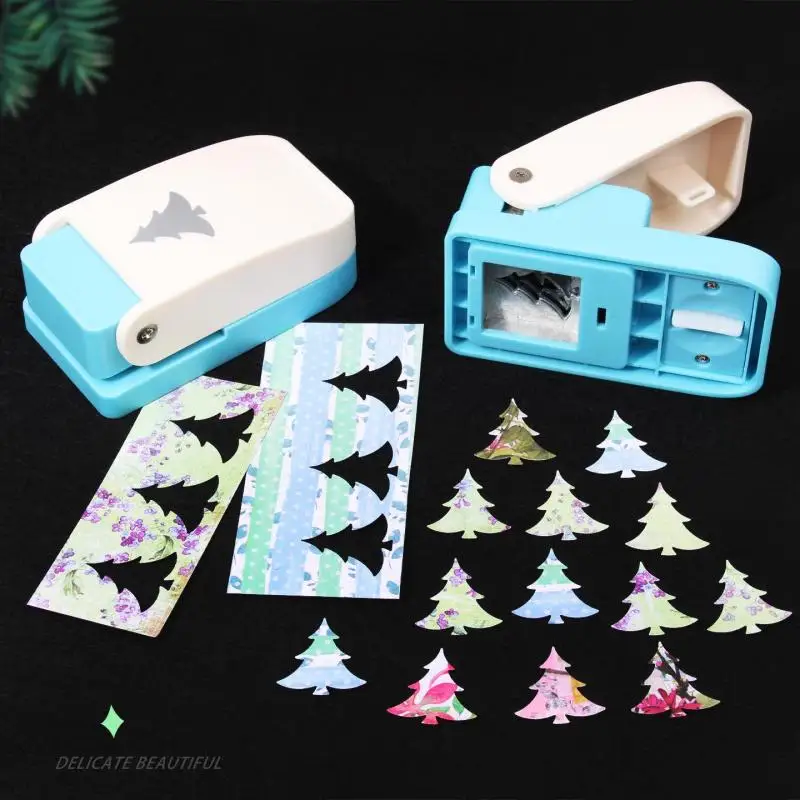 DIY Craft Paper Punch for Scrapbooking Card Making Journaling Easy Press Cutter for Kids Adults Stamp Xmas Tree Snowflake Flower