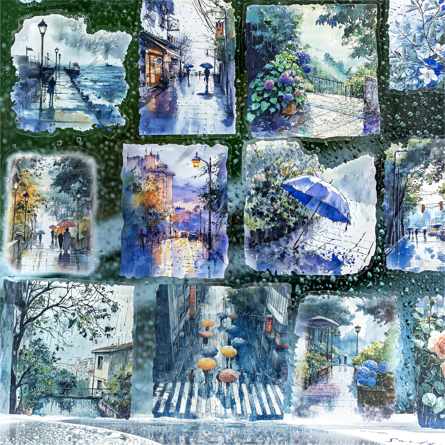 

15pcs/pack City Color Series Street Landscape PET Stickers DIY Scrapbook Handbook Diary Album Material Retro Ins Decor Stickers