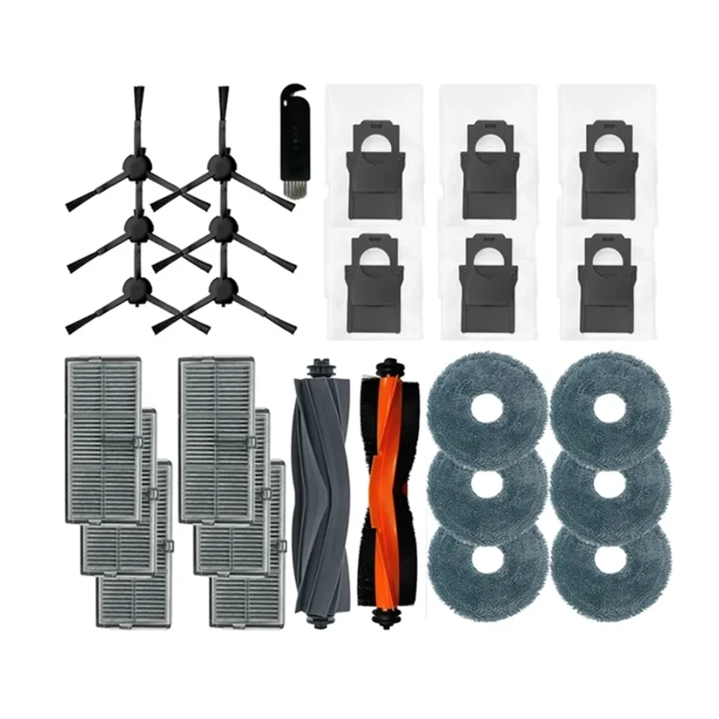 

A63K-27PCS Сменные запасные части, аксессуары для Dreame X30 Pro Plus/X30 Pro Ultra, основная боковая щетка HEPA-фильтр, подушечки для швабры, пыль