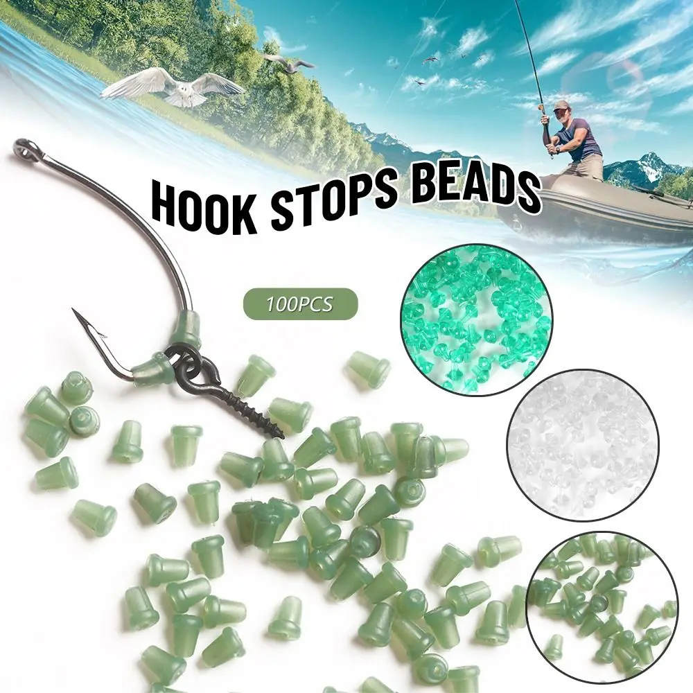 100PCS Hook Stops Beads Carp Fishing Accessories Stoper Clear Green Black Carp Fishing Hair Chod Ronnie Rig Pop UP Boilies Stop