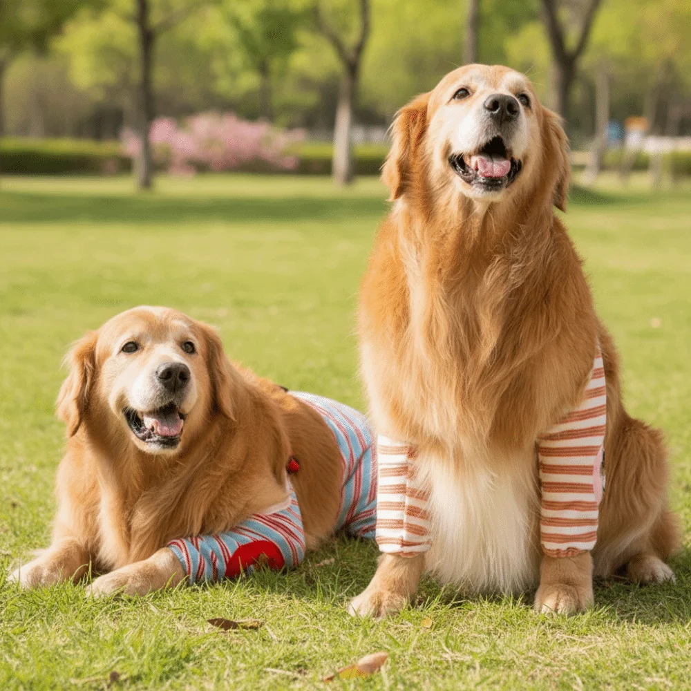 

Striped Design Dog Elbow Warmers Cartoon Pattern Soft Puppy Joint Protector Comfortable Adjustable Dog Knee Pads