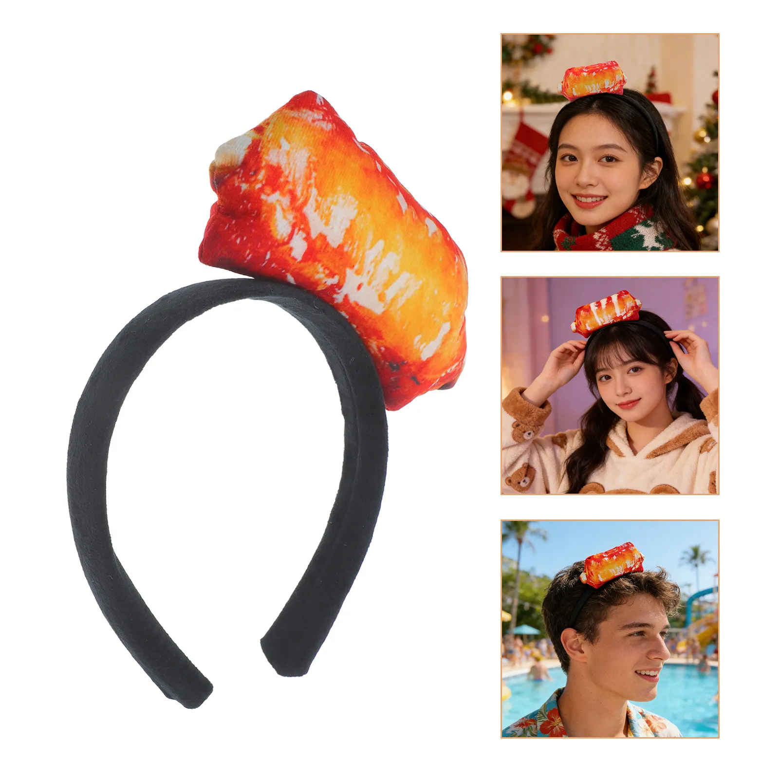

Crazy Fake Meat Headband Food Themed Hairband Funny Costume Party Headband Easter Halloween Festival Hair Accessories