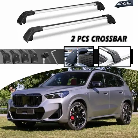 2PCS Schwarz Kreuz Bar Einstellbar Passt Für BMW X1 U11 2023-2025 Dach Rail Rack Abschließbare Cargo Bars