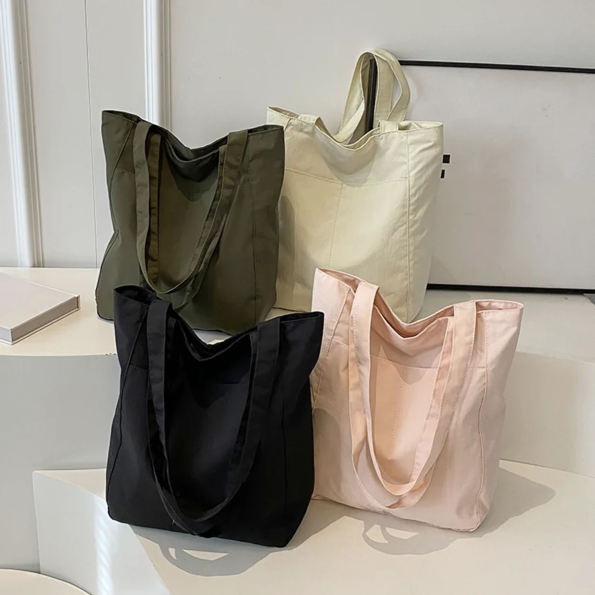 Nylon Tote Bag for Women\'s Waterproof Large Shoulder Bag Lightweight Solid Tote Handbags Female Soft Underarm Bag Commuting Bags