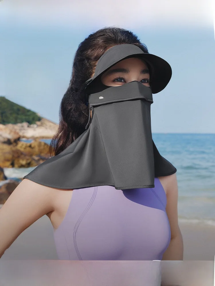 

Маска-шлем Banana Le с УФ-защитой для лица, женская летняя солнцезащитная маска-щиток от УФ-излучения, черная, с клеевым слоем