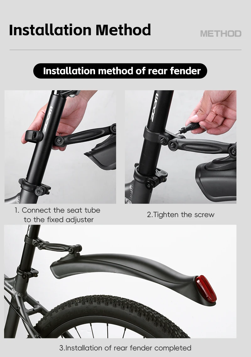 WEST BIKING Fahrrad-Schutzbleche MTB Schmutzschutz Erweiterter Schutz Winkelverstellbar für 26 27,5 Zoll Mountainbike Straßenfahrrad Faltrad Teile – Detail 9