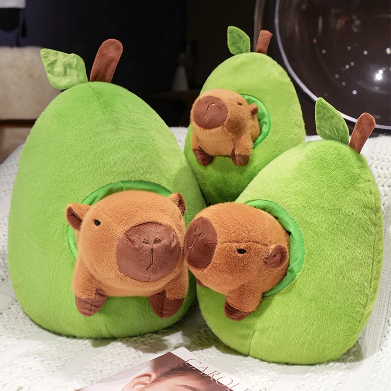 35-55cm Cute Capybara Plush Toy Capybara Stuffed Animal Doll Avocado Capybara Plush Pillow Doll Toy Home Decoration