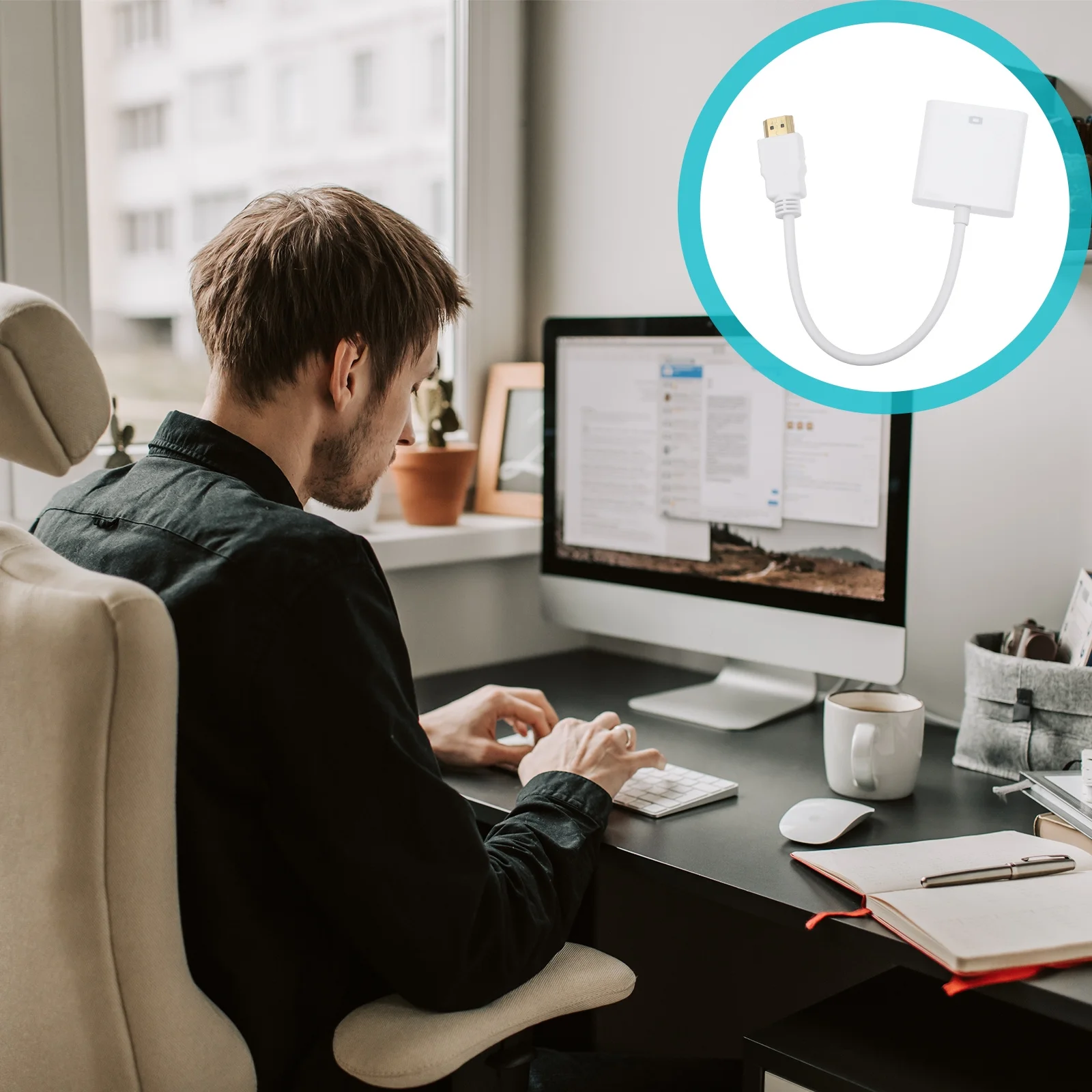 محول Vga محول 1080P محول إخراج الفيديو عالي الوضوح مادة ABS تركيب سريع مقاوم للاهتراء #6