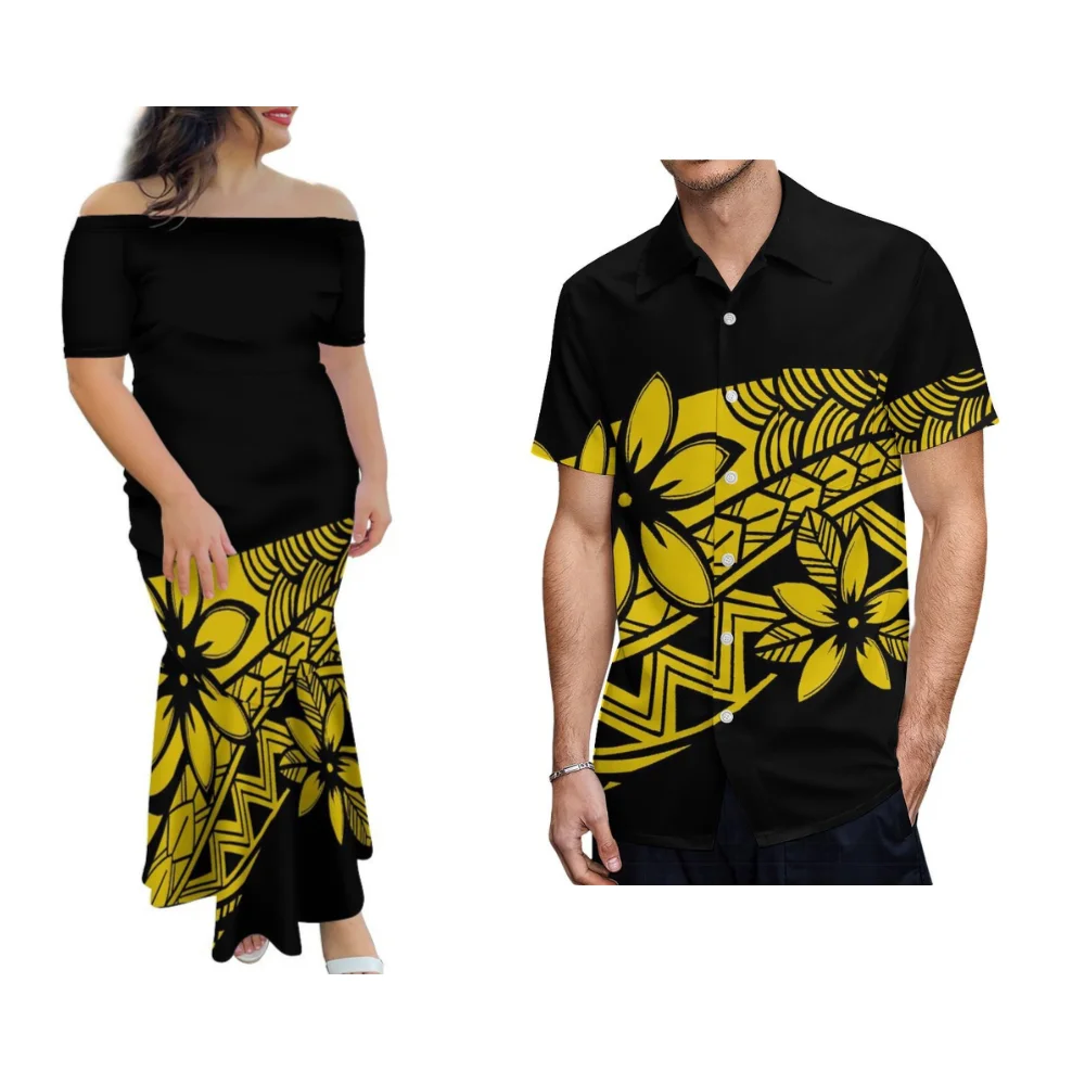 ساموا زهرة الكركديه فساتين نسائية مصنوعة حسب الطلب قمصان رجالية صيفية بأكمام قصيرة عالية الجودة تنانير ذيل السمكة للتخسيس