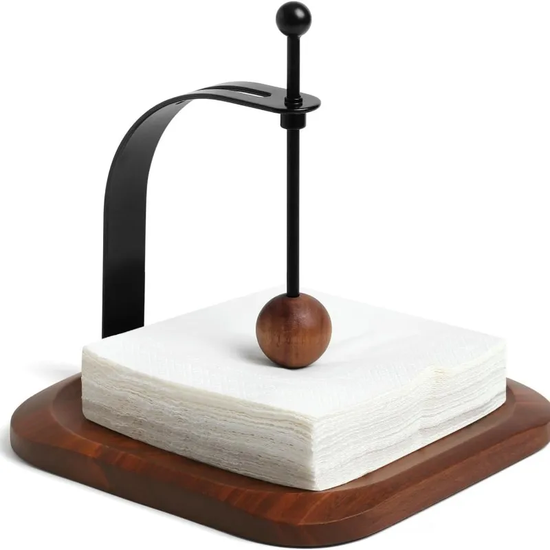 

A19F-Luxury Wooden Wood Tissue Holder In Walnut-Tabletop Napkin Dispenser Stand For Dining Room, Coffee Shop