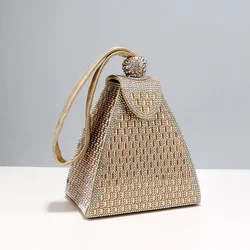 Rhinestones Luxury Evening Bags For Women Original Brands New High Quality Pyramid Shape Fashion Chic Point Party Clutch Purse