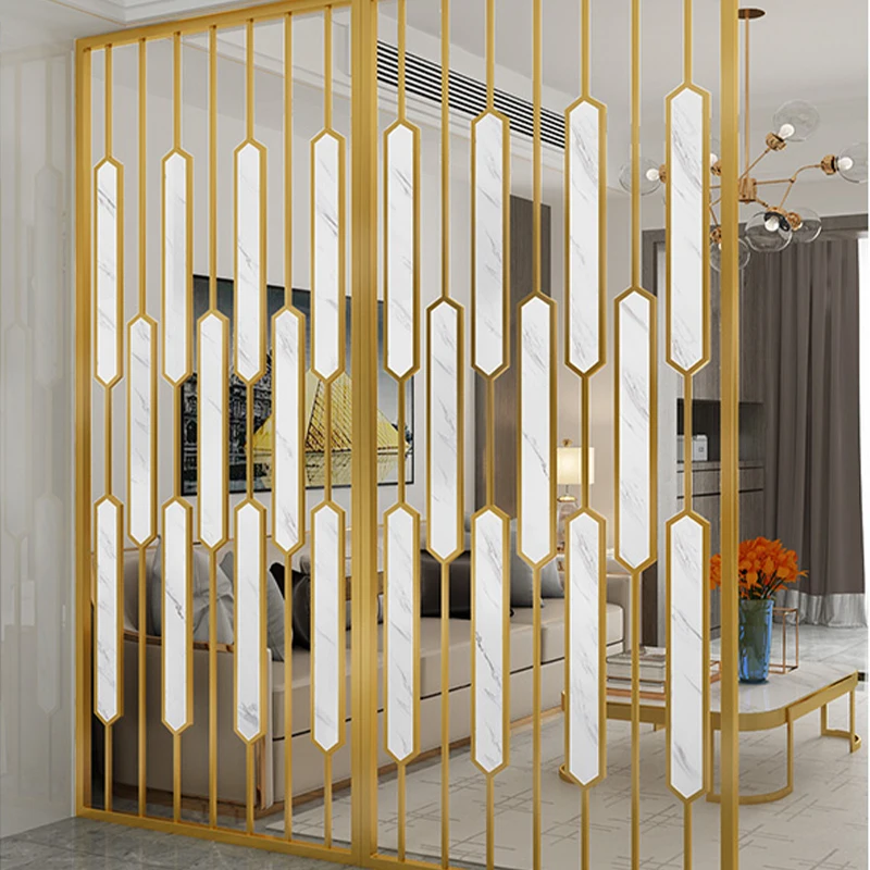 Custom interior design bedroom wall golden metal panels partition divider