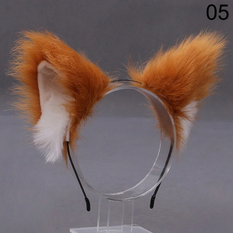 Diadema con orejas de gato de Lolita para niña, disfraz de fiesta de baile de Anime, diadema de felpa con orejas de Lobo y zorro, accesorios para el cabello Kawaii