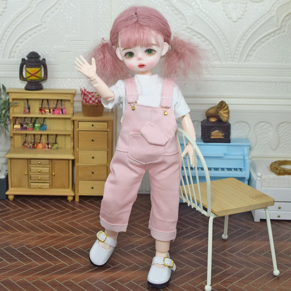 Yutotue boneca de menina fofa de 30cm de altura com roupas da moda sapatos peruca de cabelo encaracolado conjunto completo brinquedo bjd presente para meninas