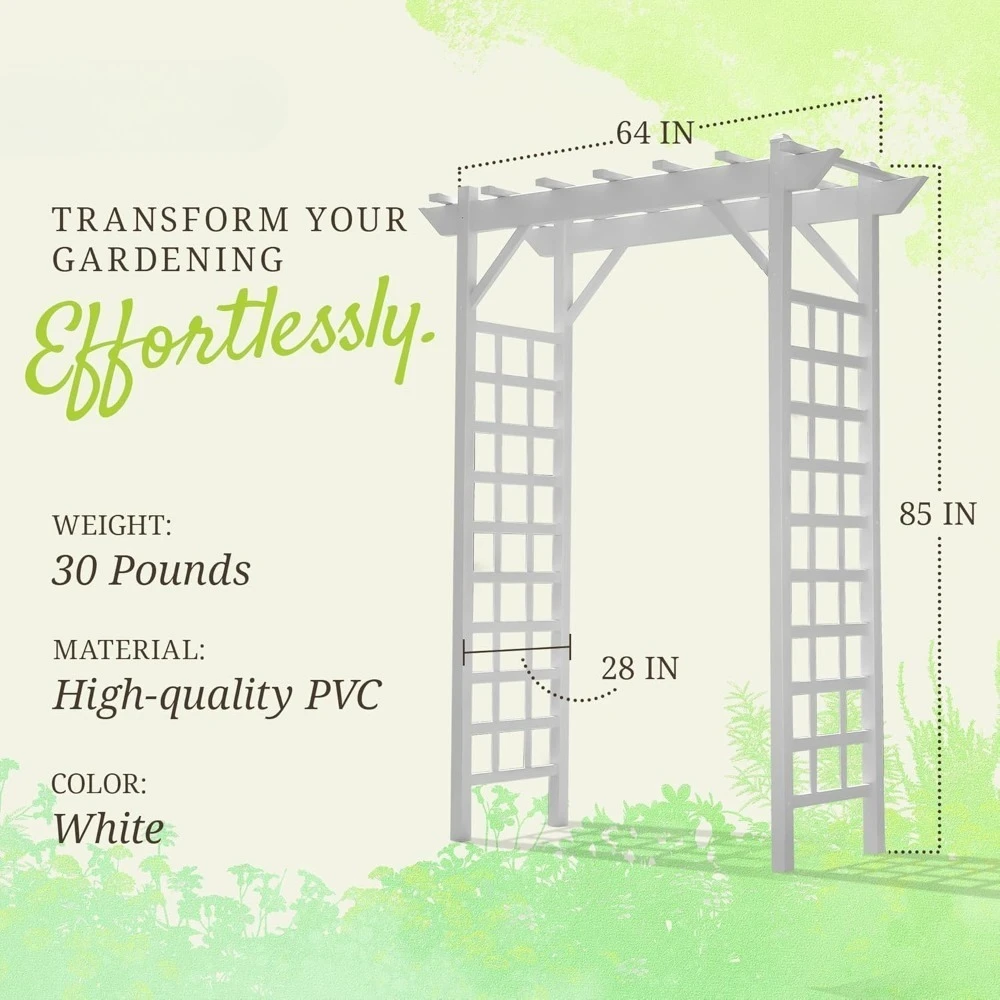 شحن مجاني - أربور حديقة PVC، دعم قوس لنباتات التسلق، أبيض، 64 بوصة × 85 بوصة - عرض ساخن، نسخة مطورة، جودة عالية #4