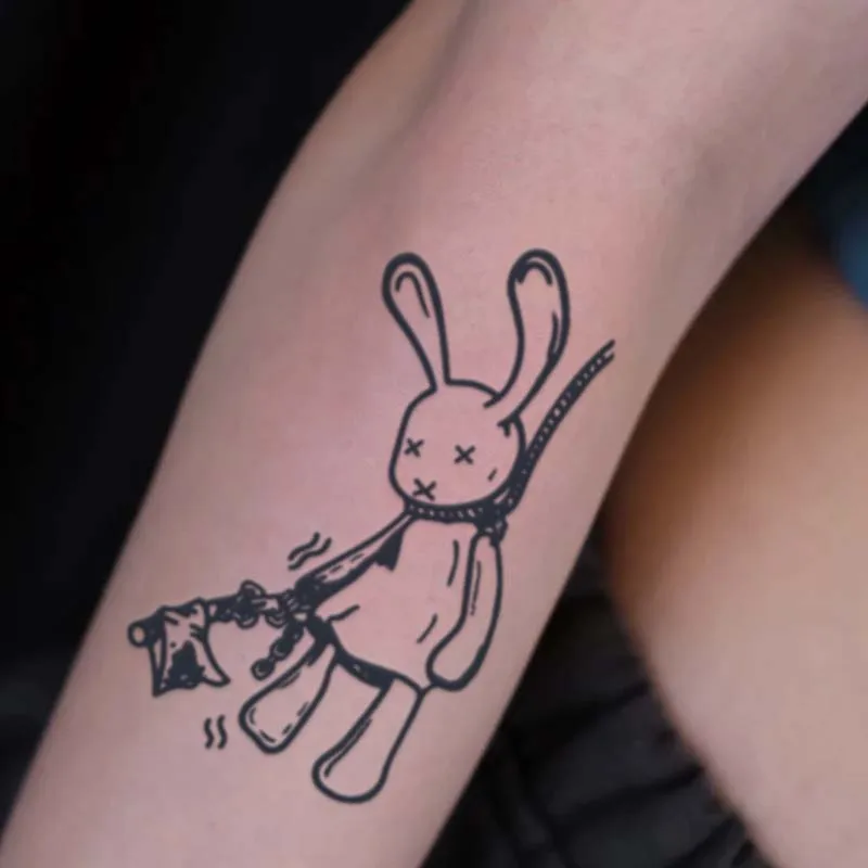 Rabbit Doll, 1Pcs Waterproof Temporary Tattoo Stickers, Long-lasting Waterproof for One to Two Weeks, Suitable for Arm, Leg.