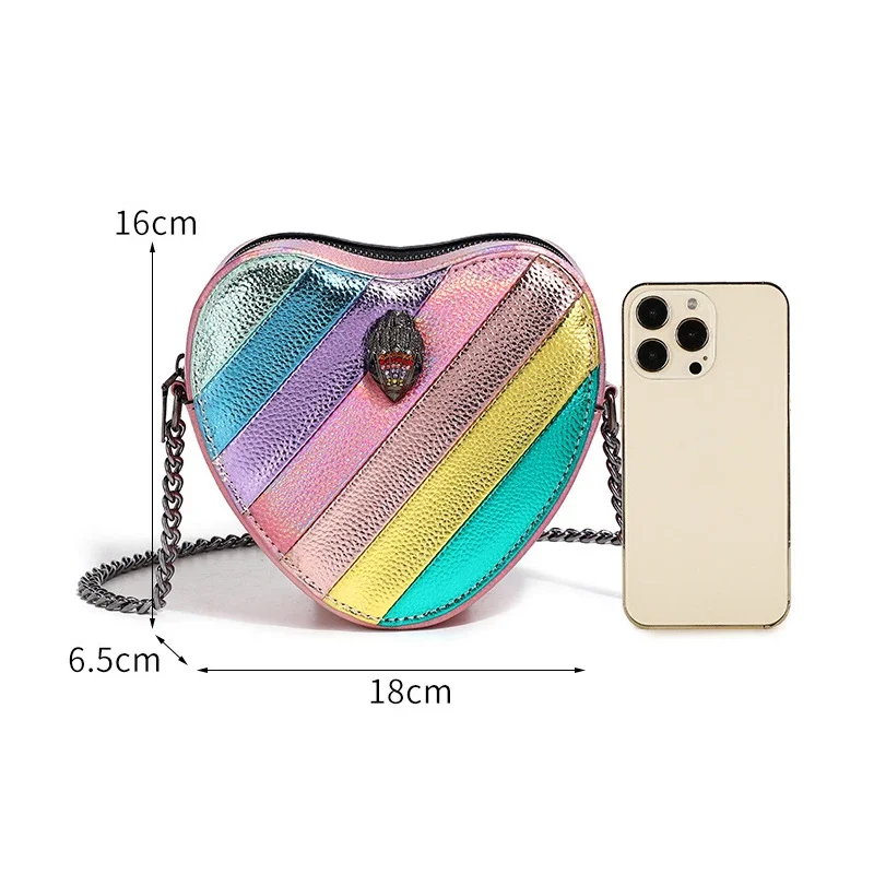 Heart Shaped Rainbow Bag Chain Shoulder Bag Heart Shaped Handbag Luxury Bag Fashion Women Crossbody Bags