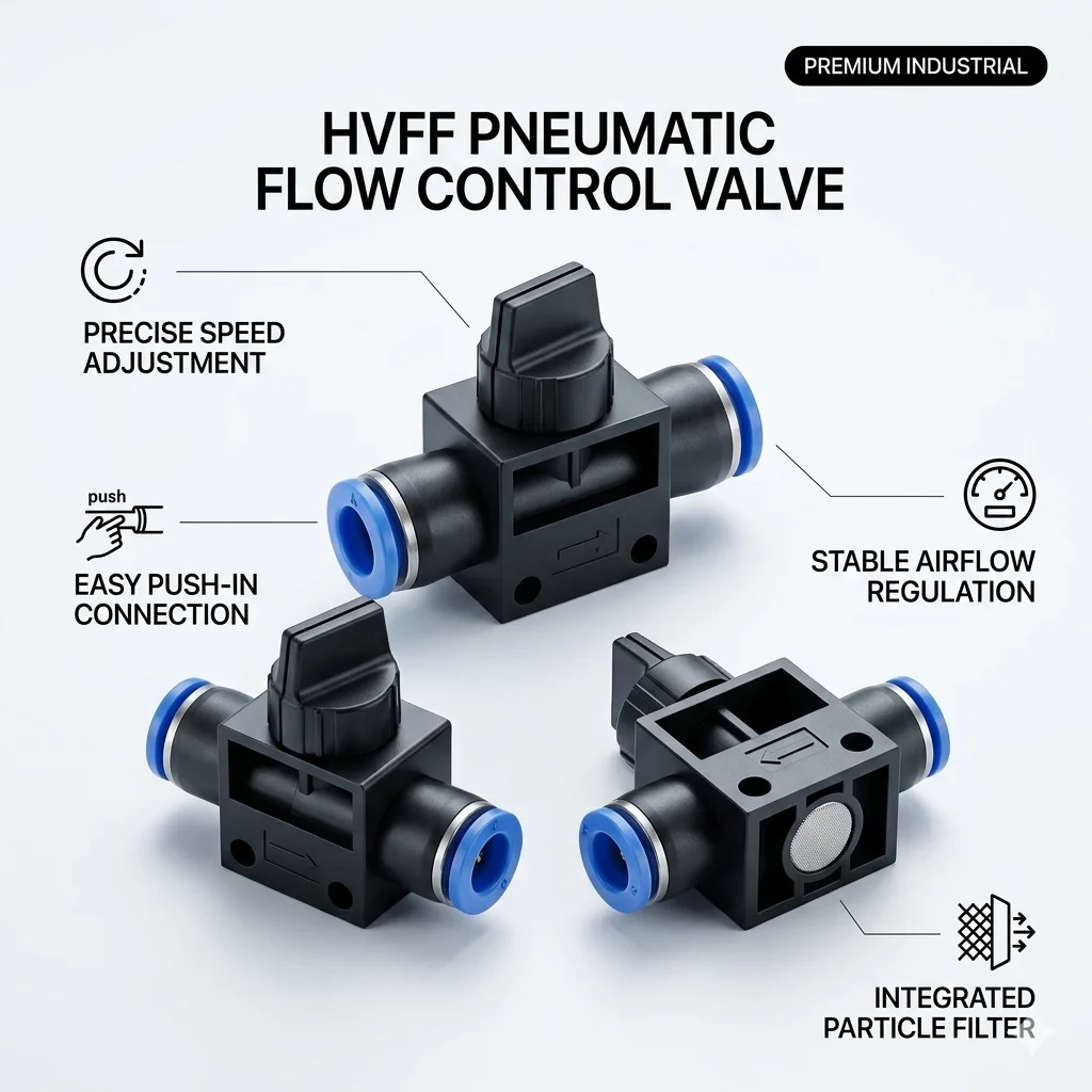

HVFF Pneumatic Fitting Quick Push Connector,2-Way Air Control for 4mm-12mm Tubing,Plastic Switch Pneumatic Parts for Air Systems