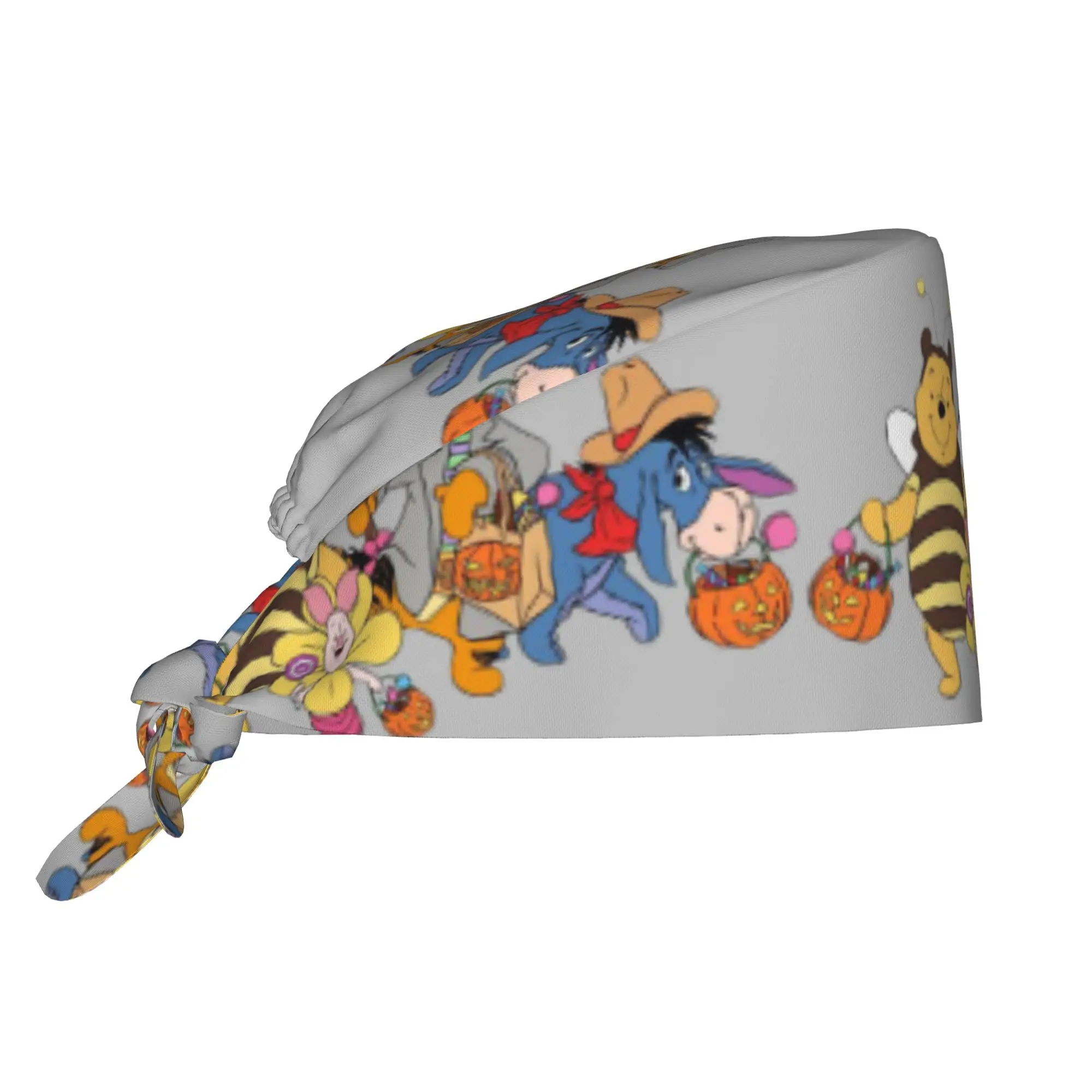 Custom My Friends Cartoon T-Tigger Pooh Scrubs Cap Surgical Hats Men Women  Operating Room Cap Nursing Cap Lab Works Hat