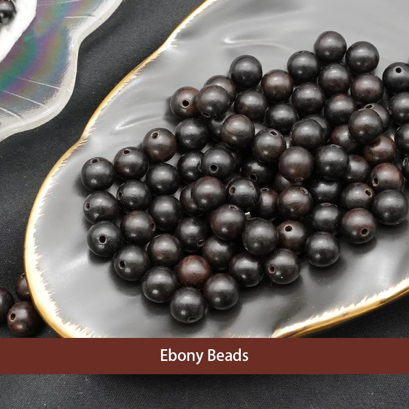 100-200pcs Natural Ebony Beads Round Wooden 6/8/10MM Eco-Friendly Wood Loose Bead for Jewelry Making Bracelet Neclace Craft DIY