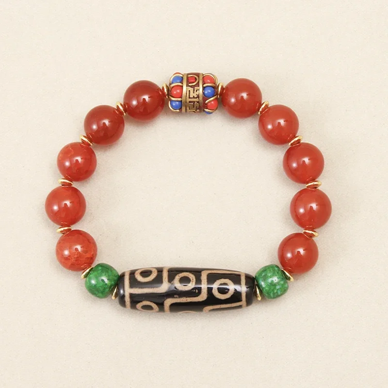 Natural Stone Dzi Agate Bracelet Women Men Healing Beaded Stretch Bracelet Yoga Balance Lucky Jewelry