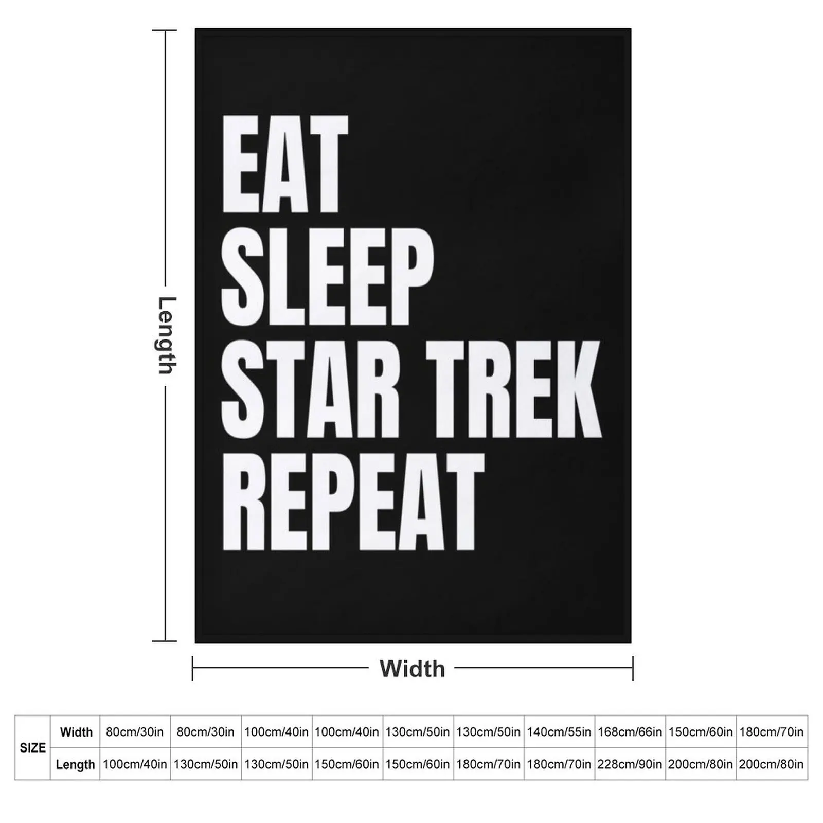 Eat Sleep Star Trek Repeat Throw Blanket couch cozy soft plush fuzzy picnic outdoor blanket