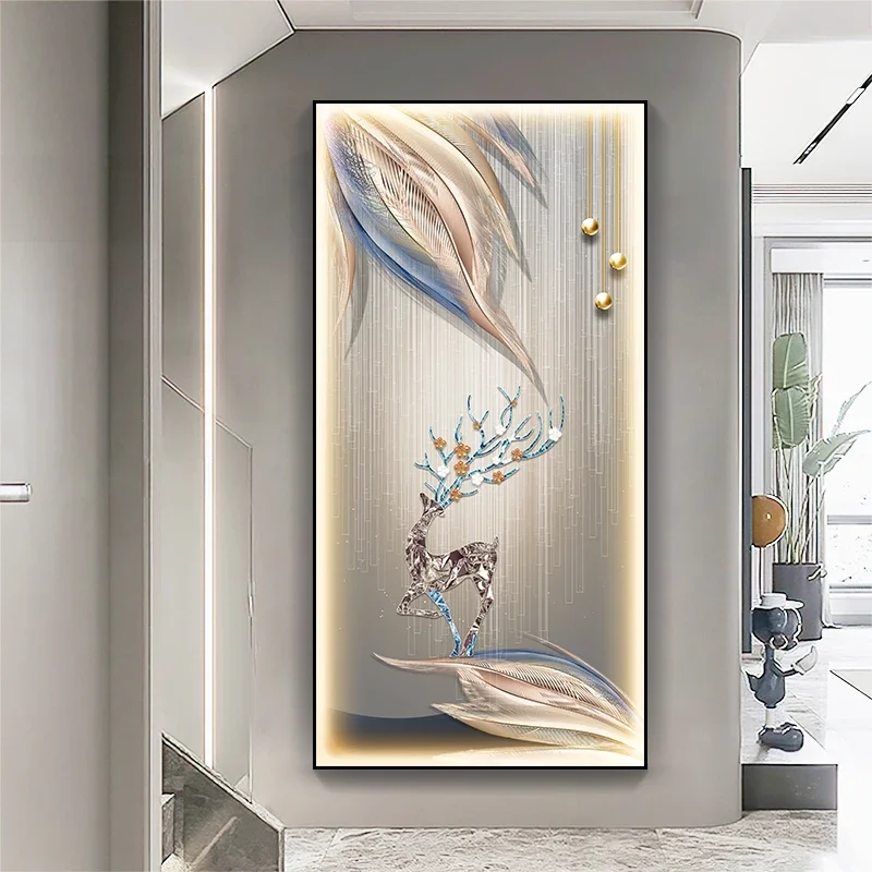 Porch Mural Lamp Deer Means A Good Entry Corridor Corridor Hanging Painting Senior Sense Chinese Atmosphere Lamp Painting