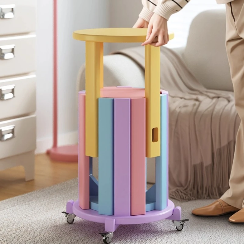 Dopamine solid wood stacking stool small apartment stackable household round stool living room dining table stool stacking music