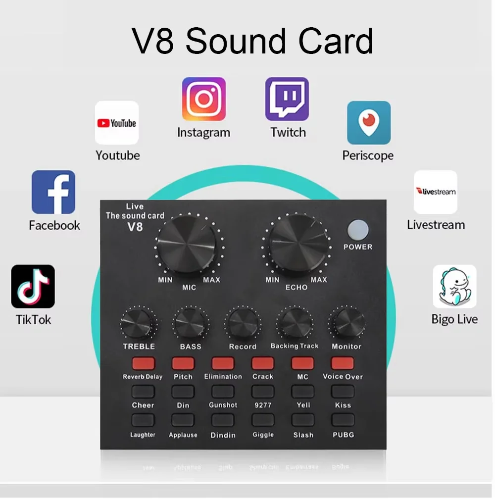 V8 звуковая карта микшер USB Внешняя гарнитура микрофон веб-трансляция персональная Звуковая карта для прямой трансляции для телефона компьютера KTV