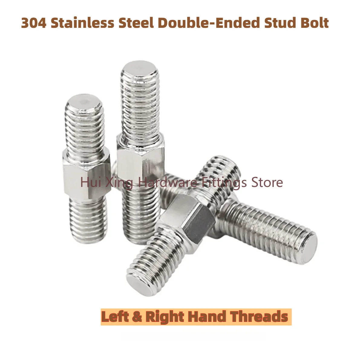 304 Stainless Steel Double-Ended Stud Bolt/External Hex Head Left & Right Hand Threads/Non-Standard Custom Extended Length Screw