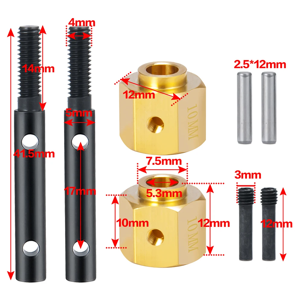 YEAHRUN Portal Stub Axle Drive Gear Shaft Wheel Hex Adapter for Axial SCX10 III AXI03007 1/10 RC Crawler Car Jeep Gladiator Part