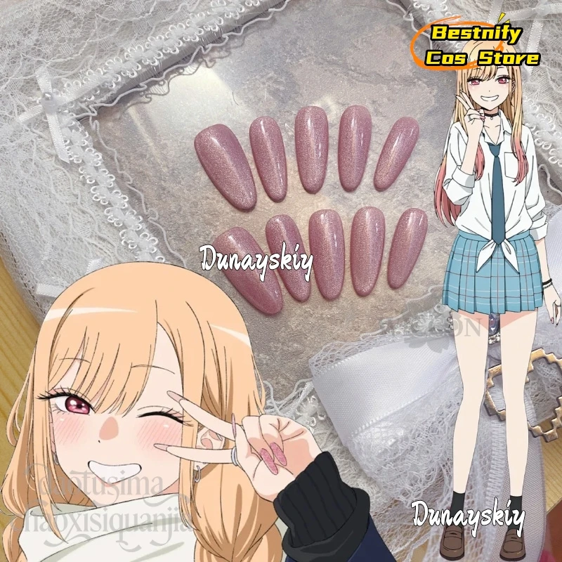 aBestnify Cos*Kitagawa Marin Cosplay Dress-Up Anime Darling Cat Eye Nail Art Y2K Jirai Kei Girls Fashion Accessory Nail Props view 4