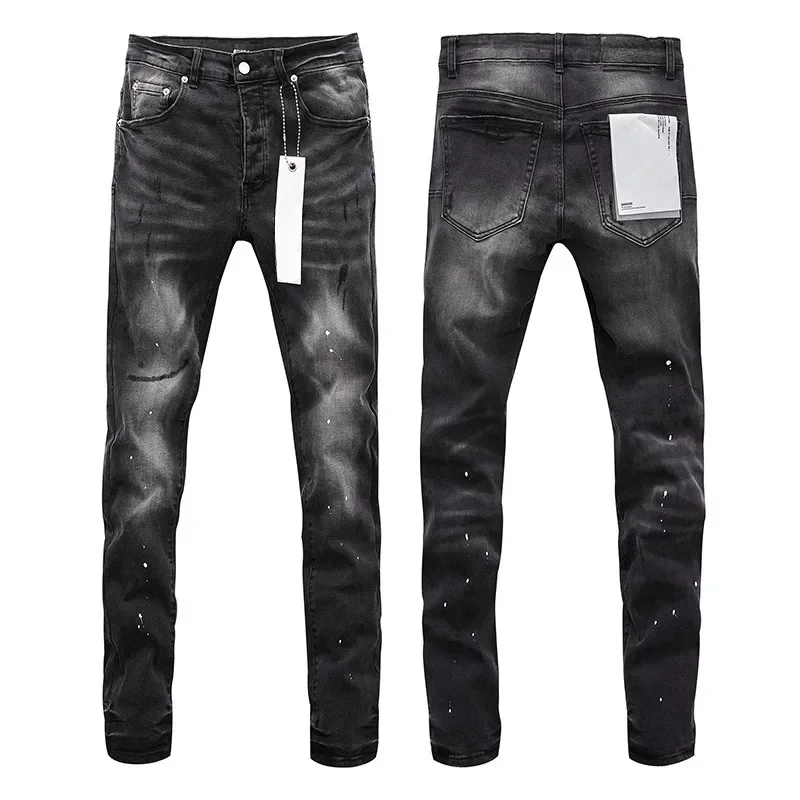 

Top quality Purple ROCA Brand jeans splashed ink distressed motorcycle Stylish and slim pants