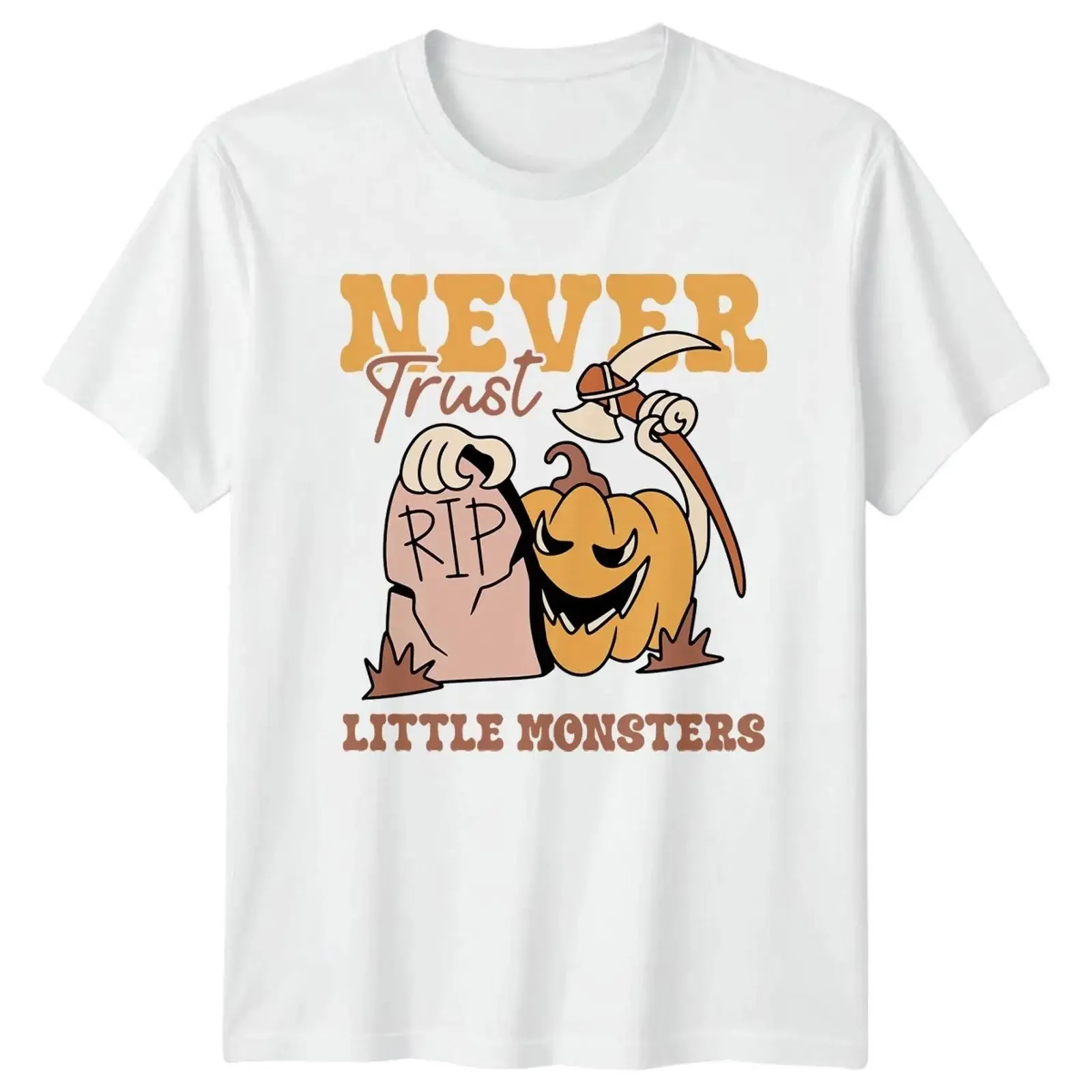 Never Trust Little Monsters T Shirt Halloween Geschenk für Sie und Ihn vintage Washed streetwear homme Unisex Soft Stylish