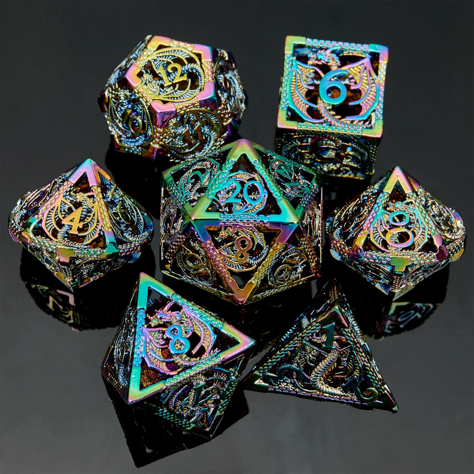 

Metal DND Dice Set, Hollow Multi sided Dice Set, Role Playing Game, Dungeons&Dragons, Suitable for Festivals, Parties, Gifts