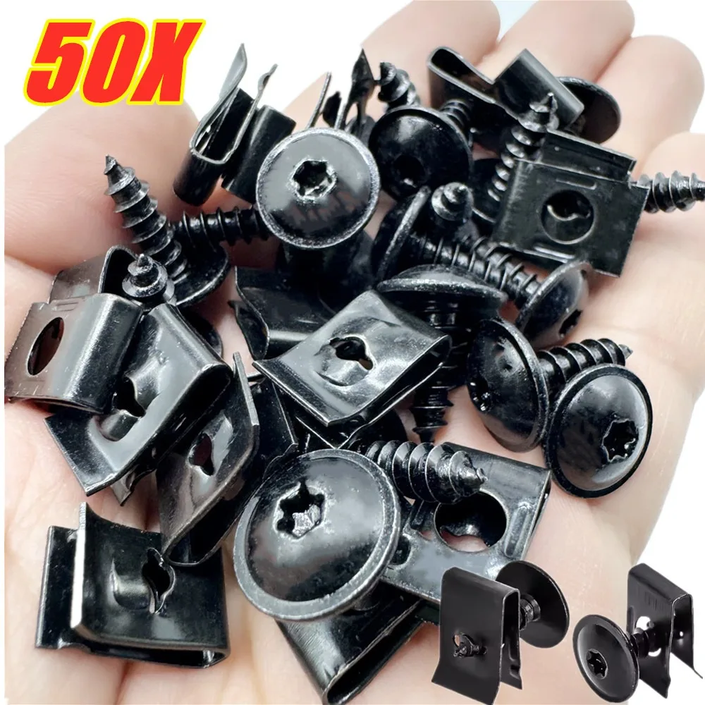 

U-Type Metal Fastener Clips with Screws for Car Motorcycle Anti-rust Protection Clip Screw Iron Sheet Kit Anti-Rust Tapping Set