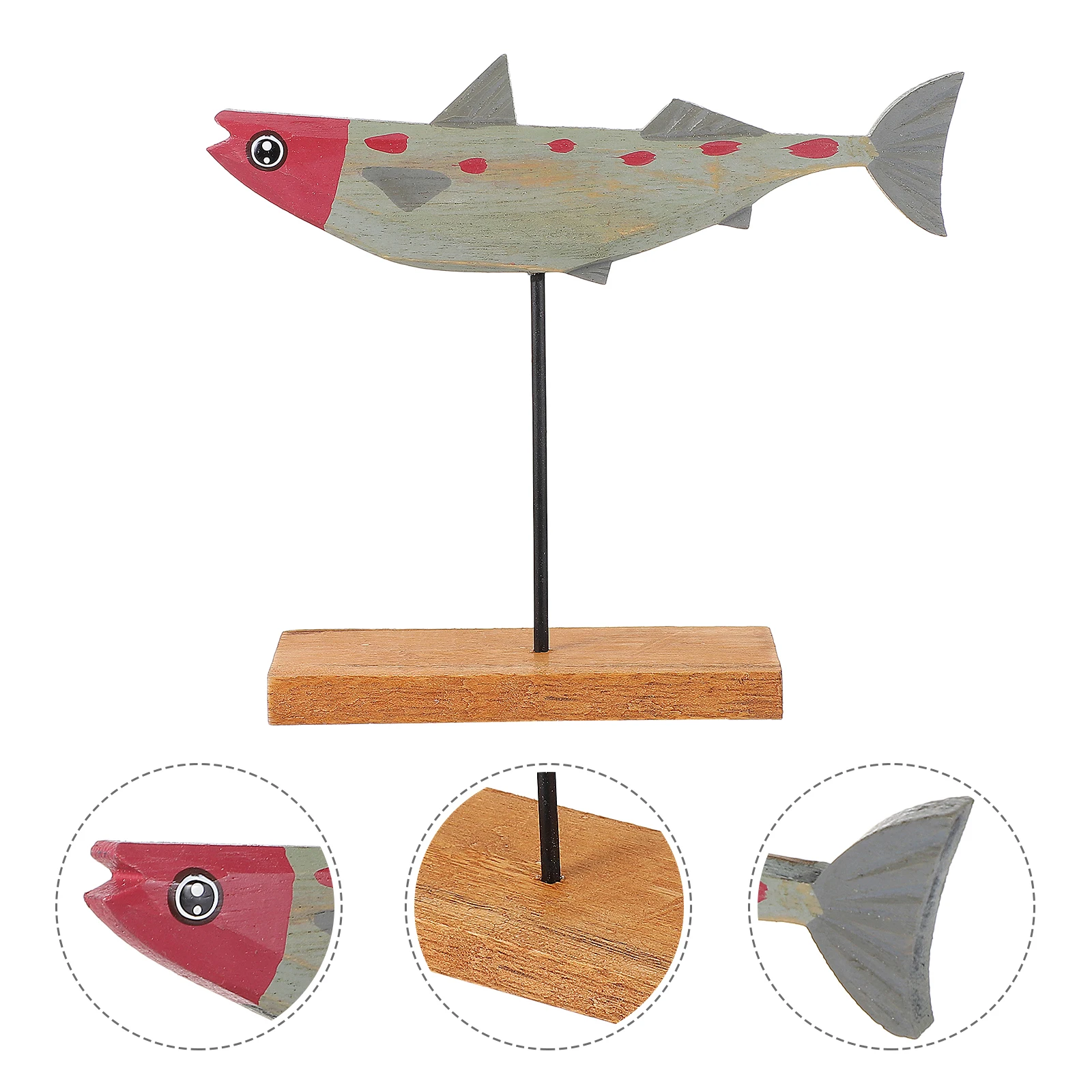 

1pc Colorful Fish Ornaments Wooden Home Decor Adorable Desktop Kids Room Cartoon Shaped Natural Nonfade Excellent