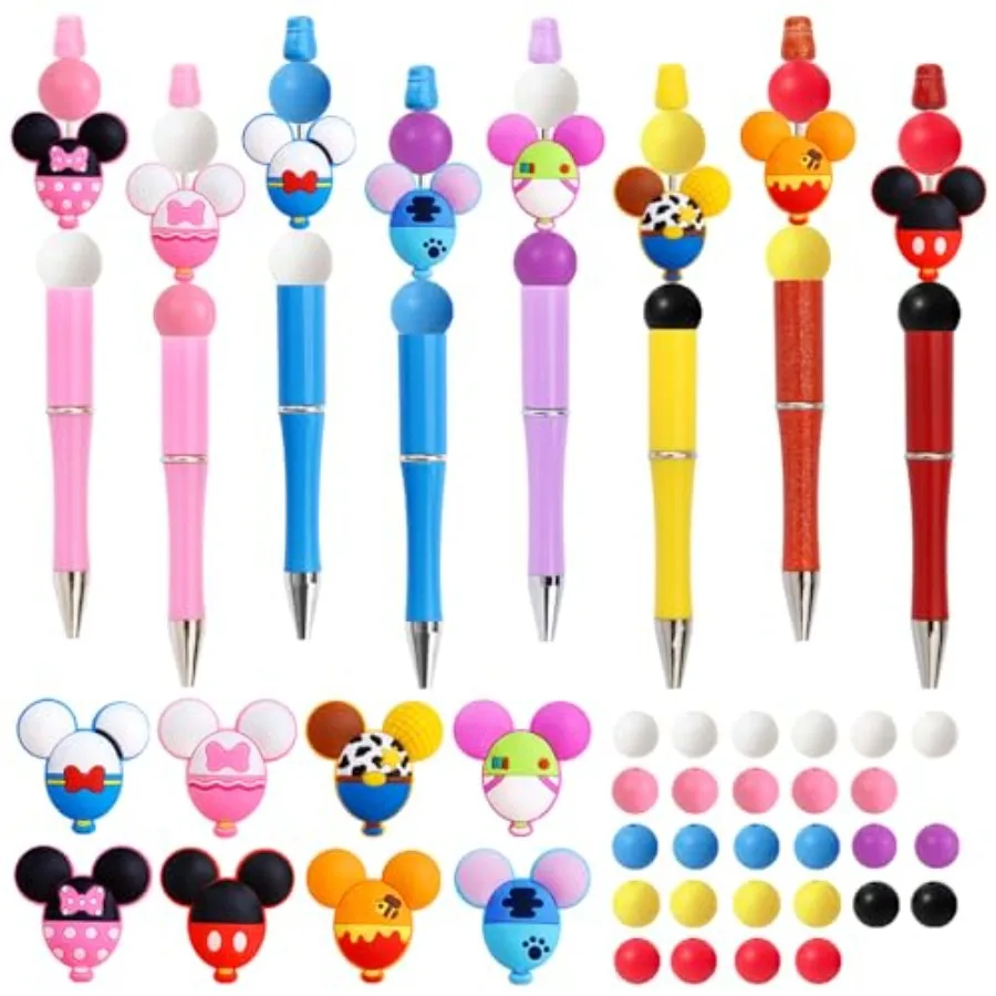 

8Pieces Beadable Pens Kit Funny Focal Beads for Pens DIY Ballpoint Pens Beadable Items Silicone Focal Beads for Pens DIY Making