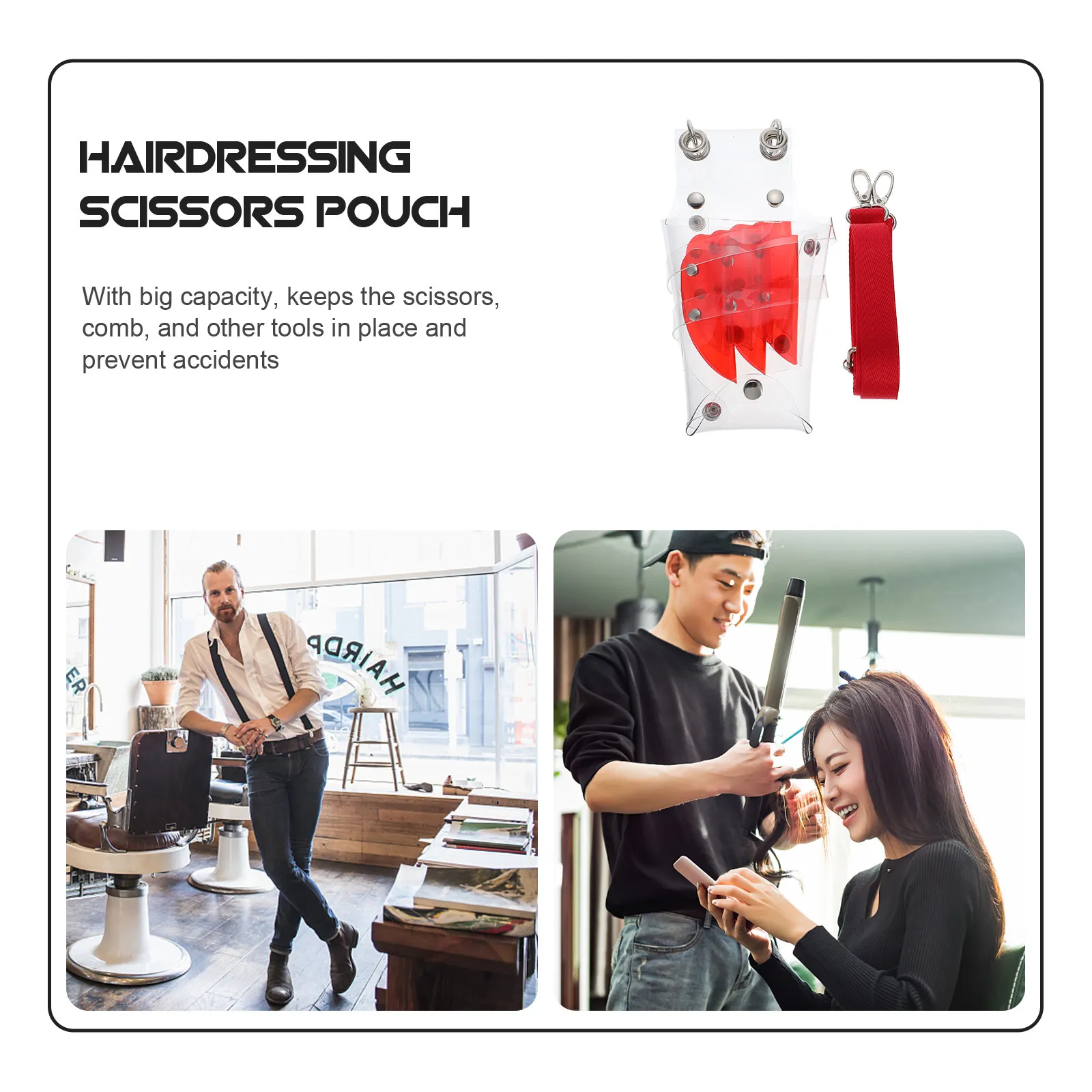 Professional Barber Scissors Bag Transparent PVC Compact Waist Pack Hair Stylist Tool Organizer Scissor Case Scissor Case