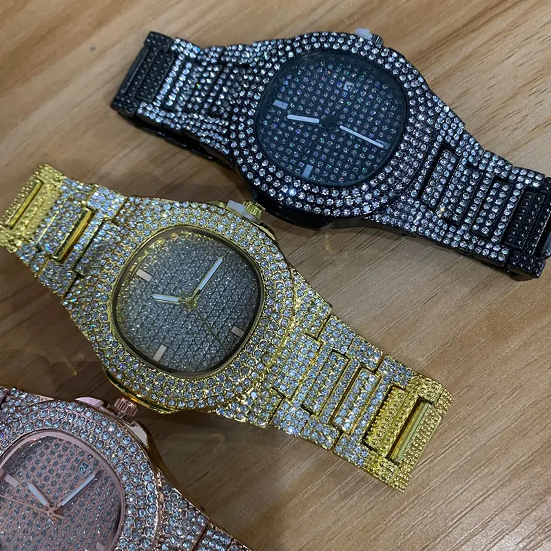 Fashion Hot Unisex Watch Iced Out Quartz Watch Men Diamond Steel Hip Hop Watches Top Brand Luxury Woman Clock reloj hombre