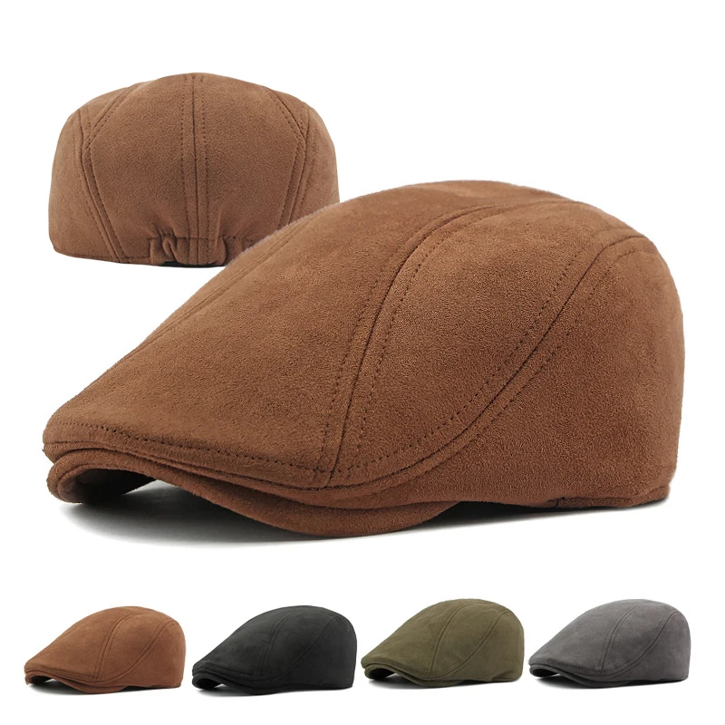 

Fashion Berets Men Women Spring Autumn Suede Hats Herringbone Flat Cap Classical Artist Painter Hat Male Female Beret Cap Gorras