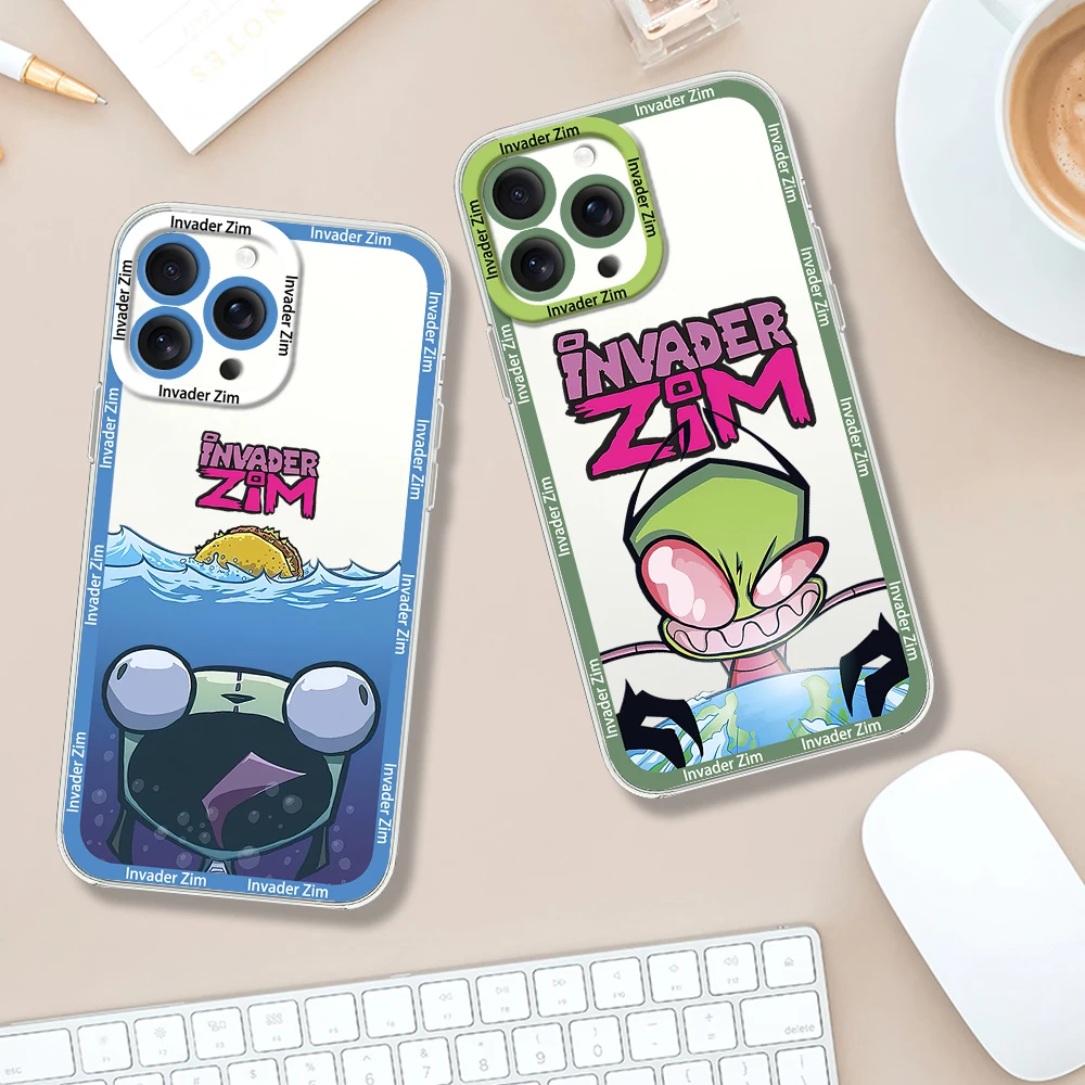 Cartoon I-Invader Zim Phone Case for Samsung S24 S23 S22 S21 A55 A54 FE PLUS ULTRA Transparent Bezel Cover