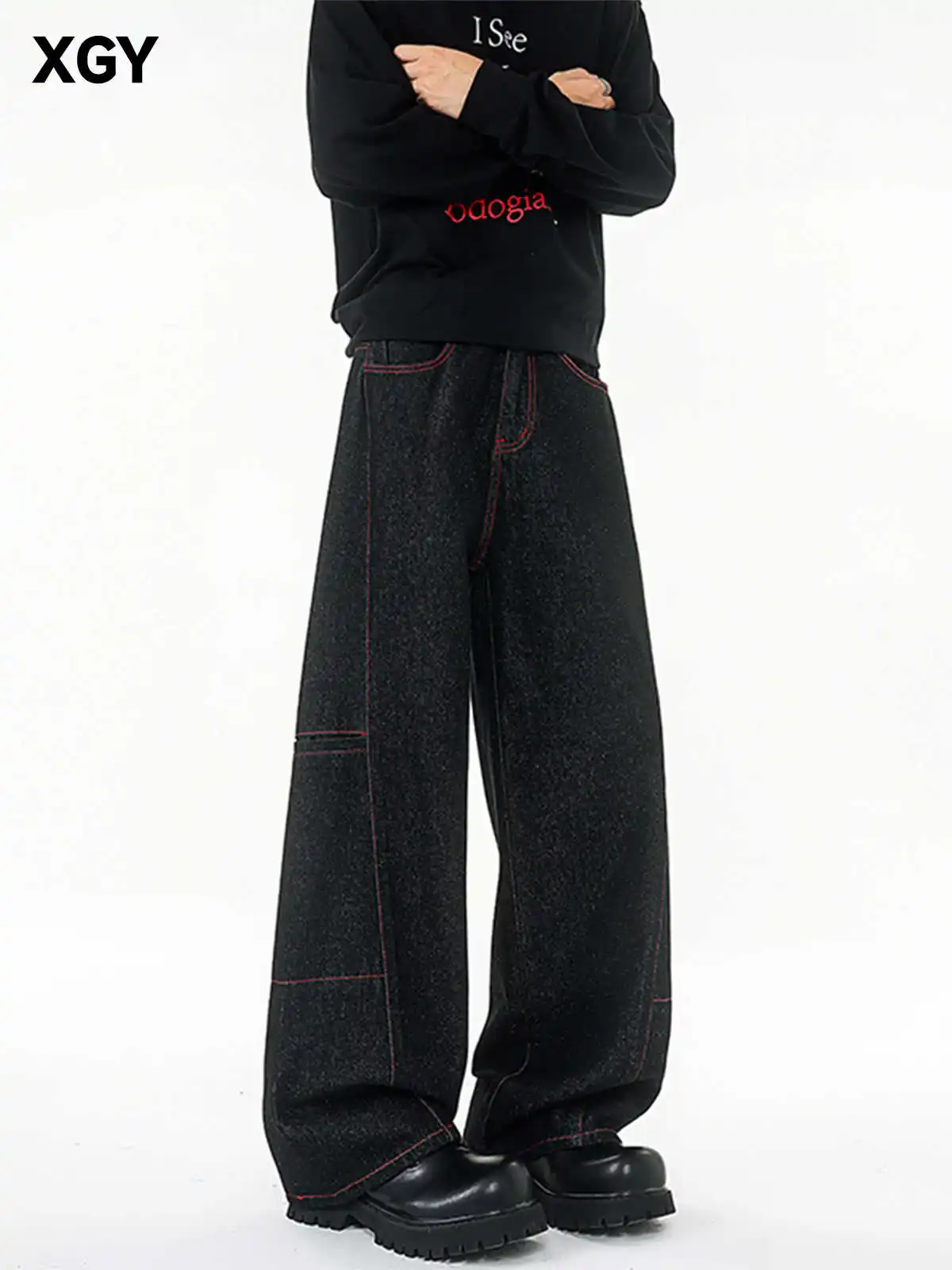 

Y2K весна и осень модные прямые потертые джинсы для мужчин и женщин американская пара персонализированные свободные повседневные брюки в стиле ретро